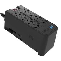 Reacondicionado: Estabilizador de voltaje Forza FVR-1222USB 1200VA/600W 8 salidas, 2 puertos USB-220V, largo de cable 1.5 m, negro