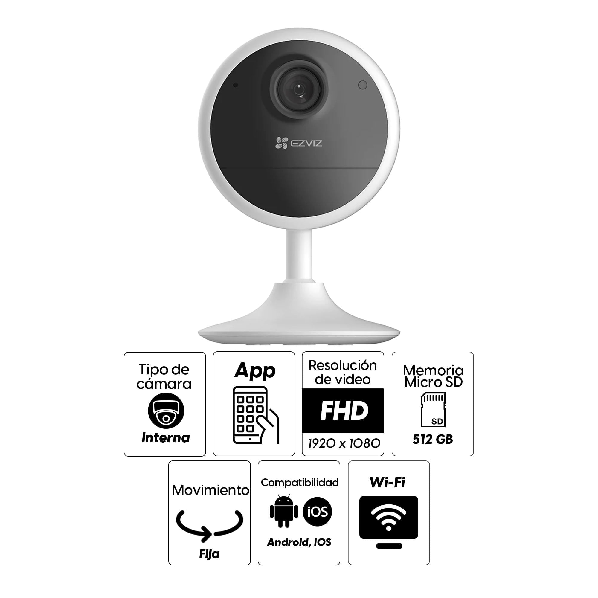 Imagen 2 del producto Reacondicionado: Cámara de seguridad Ezviz CB1 wifi, interior, 1080P, fijo, a batería