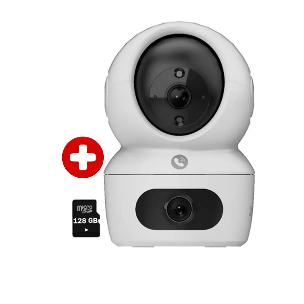 Cámara de seguridad, Ezviz H7C Binocular, 4MP+4MP, visión 360°, micrófono, altavoz, Wi-Fi, SD 128GB