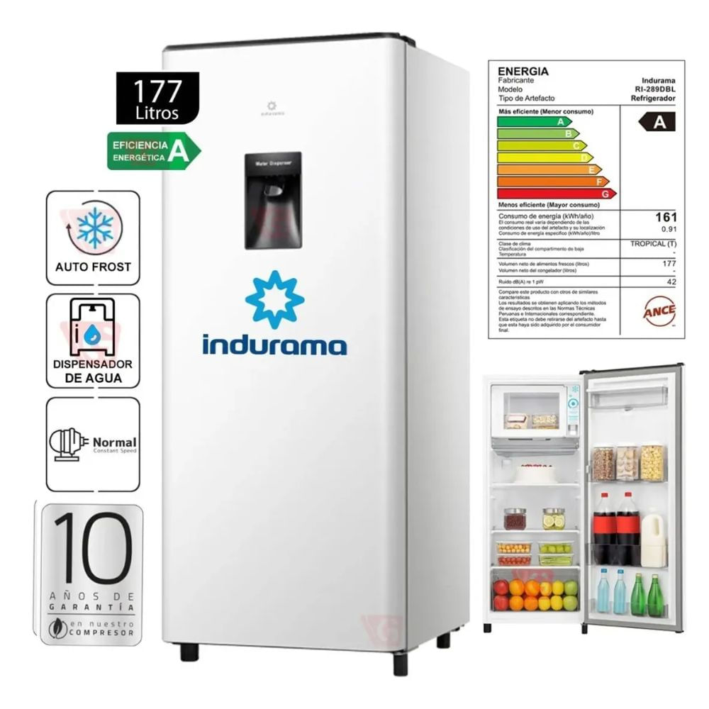 Imagen 2 del producto Refrigeradora Indurama Top Mount Autofrost 177 litros, blanco - RI-289D