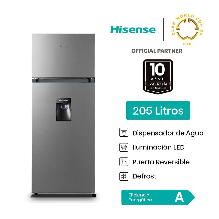 Imagen 2 del producto Refrigeradora Hisense Top Mount 205 litros, plateado - RD267H