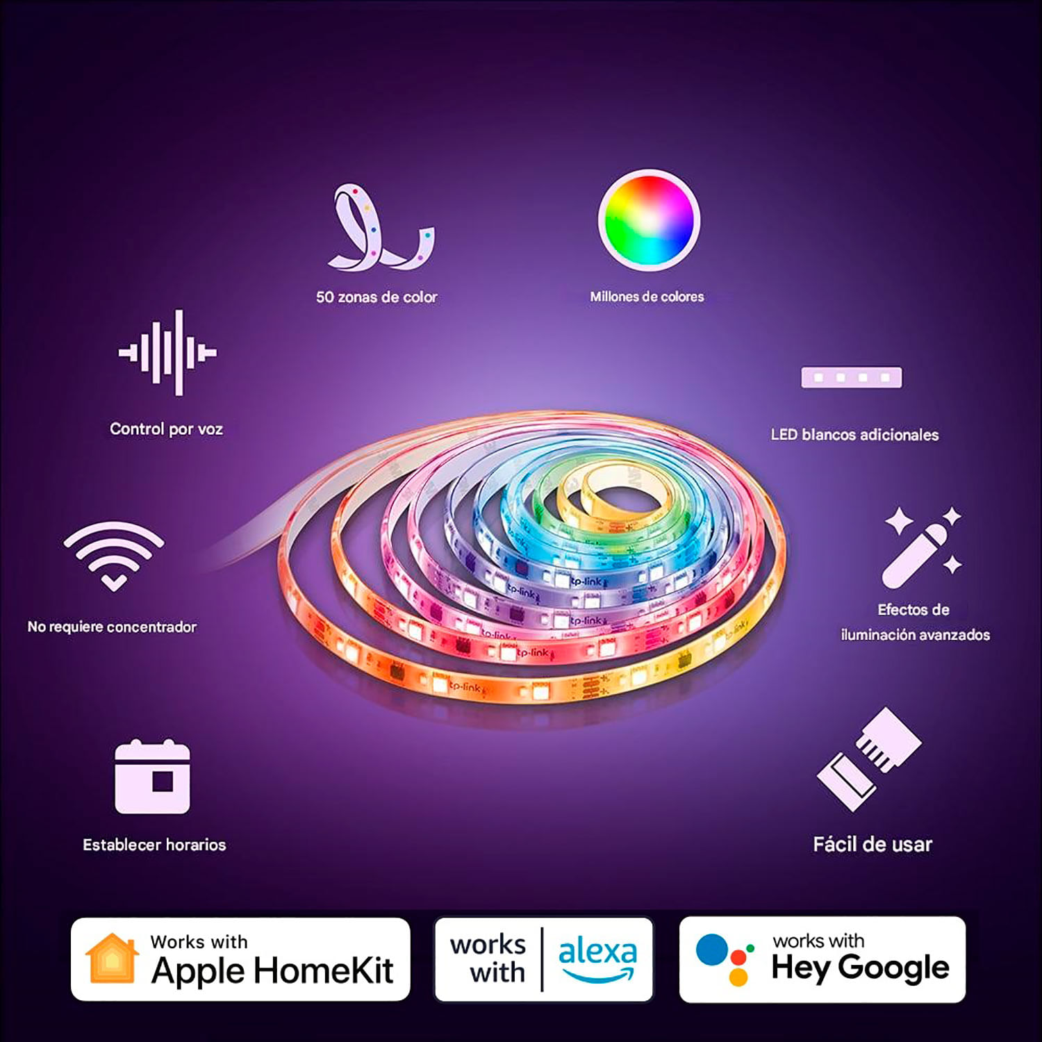 Imagen 2 del producto Cinta LED Tapo L930-5 de 5 metros, inteligente, RGB + blanco, control por app o voz, hasta 50 zonas personalizables