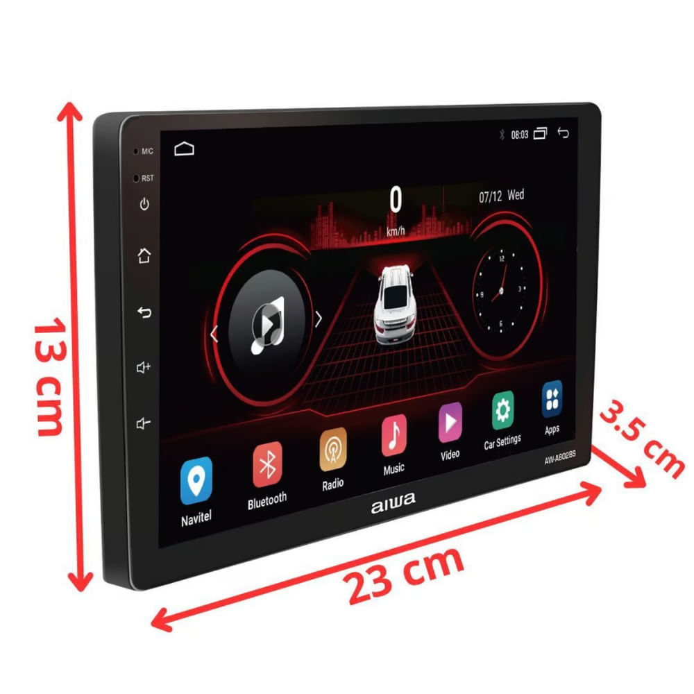 Imagen 2 del producto Autoradio Android 2 Din Aiwa AW-A802BS con pantalla táctil IPS HD 9"", 2GB RAM, 32GB almacenamiento, CarPlay, Android Auto, Wi-Fi, GPS, bluetooth