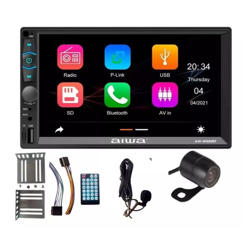 Autoradio Aiwa AW-W880BT 7" HD, Mirrorlink, CarPlay Android, bluetooth, USB/SD/AUX, RCA, FM, control al volante