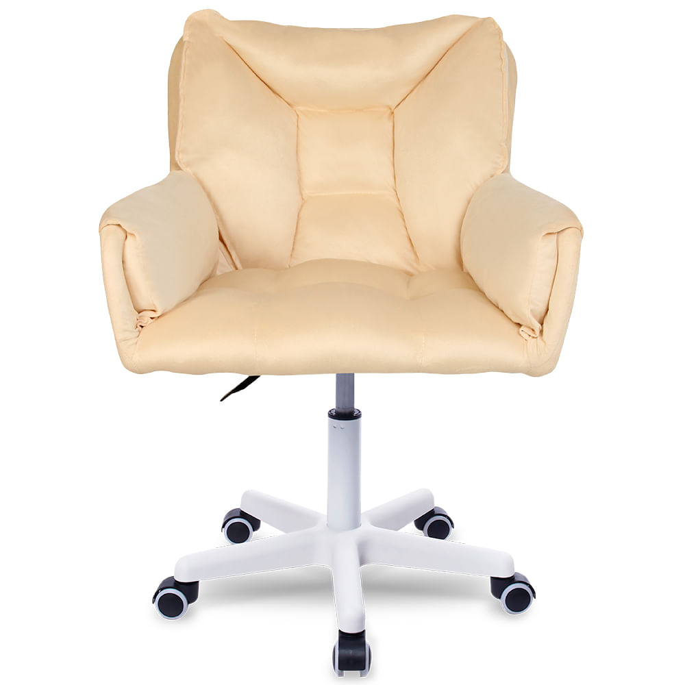 Silla giratoria Buckingham Vanity ergonómica, terciopelo velvet, soporte 70 kg, caqui