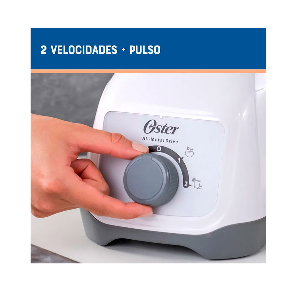 Imagen 2 del producto Licuadora Oster BLSTKAGWRD 800W 1.5 litro vaso vidrio, 2 velocidades, cuchilla hielo, perilla