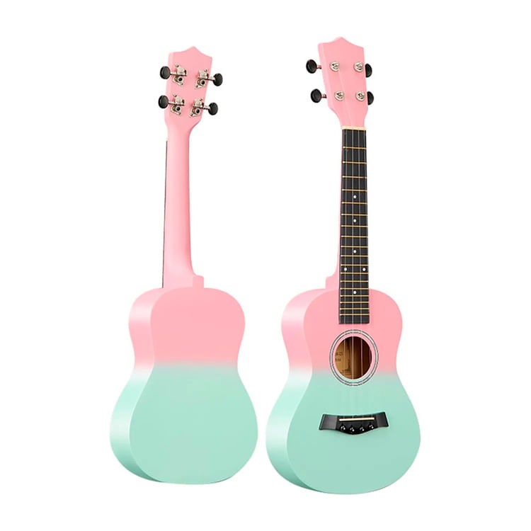 Ukelele concierto, 23", madera tilo, acabado mate, funda, accesorios, verde