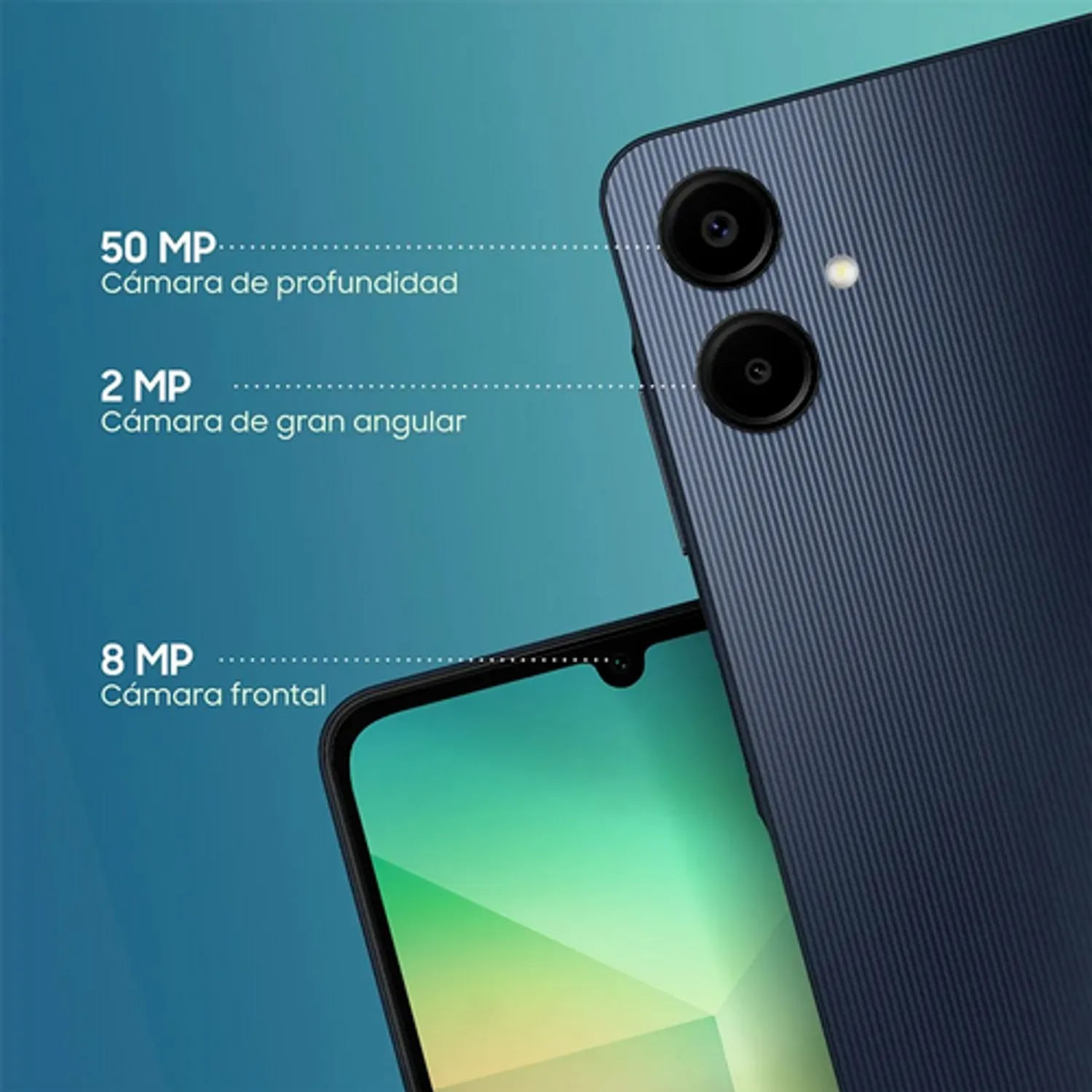 Imagen 2 del producto Celular Samsung Galaxy A06 4G 64GB, 4GB RAM, cámara trasera 50MP y frontal 8MP, 6.7"", negro