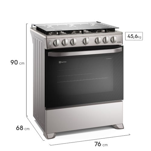 Imagen 2 del producto Cocina Electrolux 6 quemadores FE6ISR, VaporBake, Vapor Regenerativo, FastClean, parrillas hierro fundido, inox