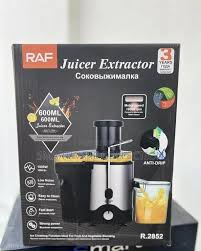 Imagen 2 del producto Extractora de jugos eléctrica RAF R2852 1000W con tolva ancha, cuchillas de acero inoxidable, recipiente 600 ml