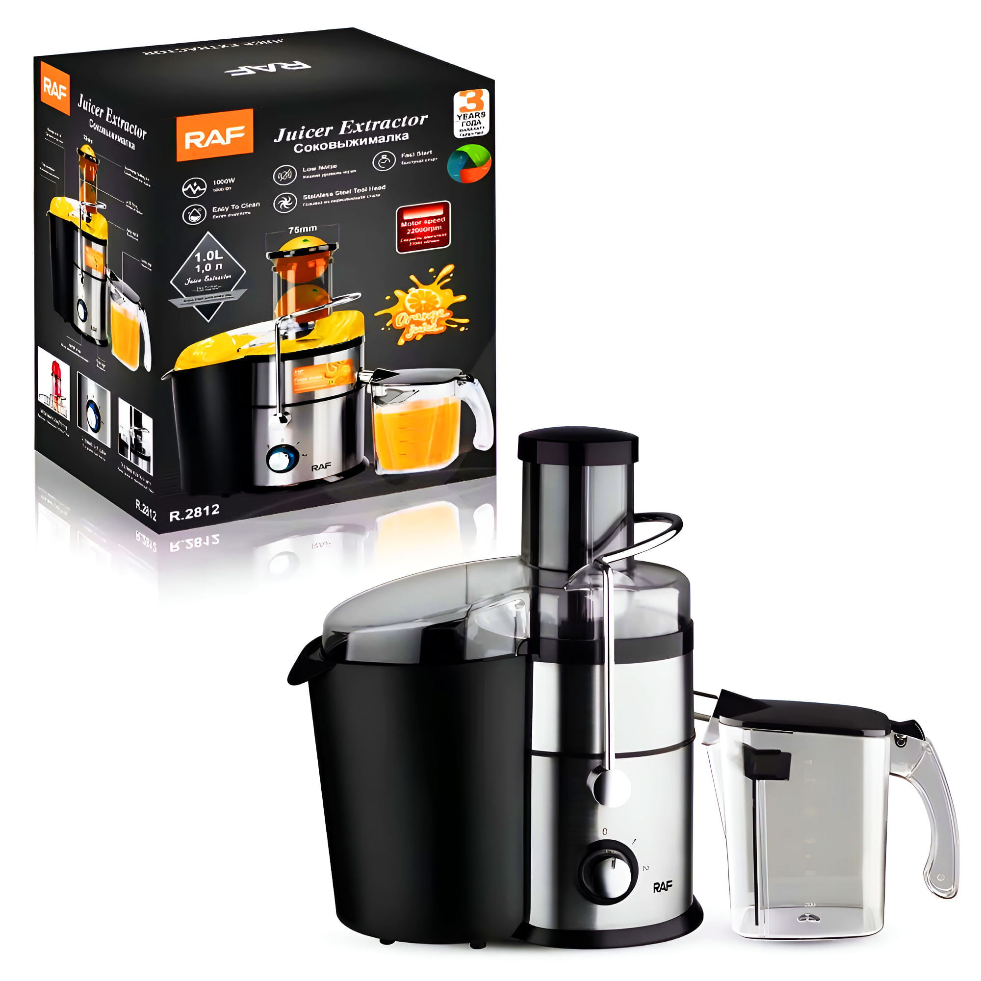 Imagen 2 del producto Extractor eléctrico 800W con capacidad 600ml, cuchilla de acero inoxidable, 2 velocidades con pulso