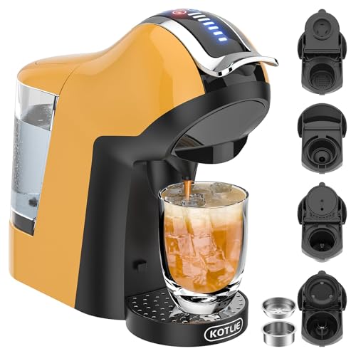 Imagen 2 del producto Cafetera encapsulada 3 en 1 RAF R.1950, expresso, cappuccino y latte, 1400W, 1L, indicador de agua, amarillo