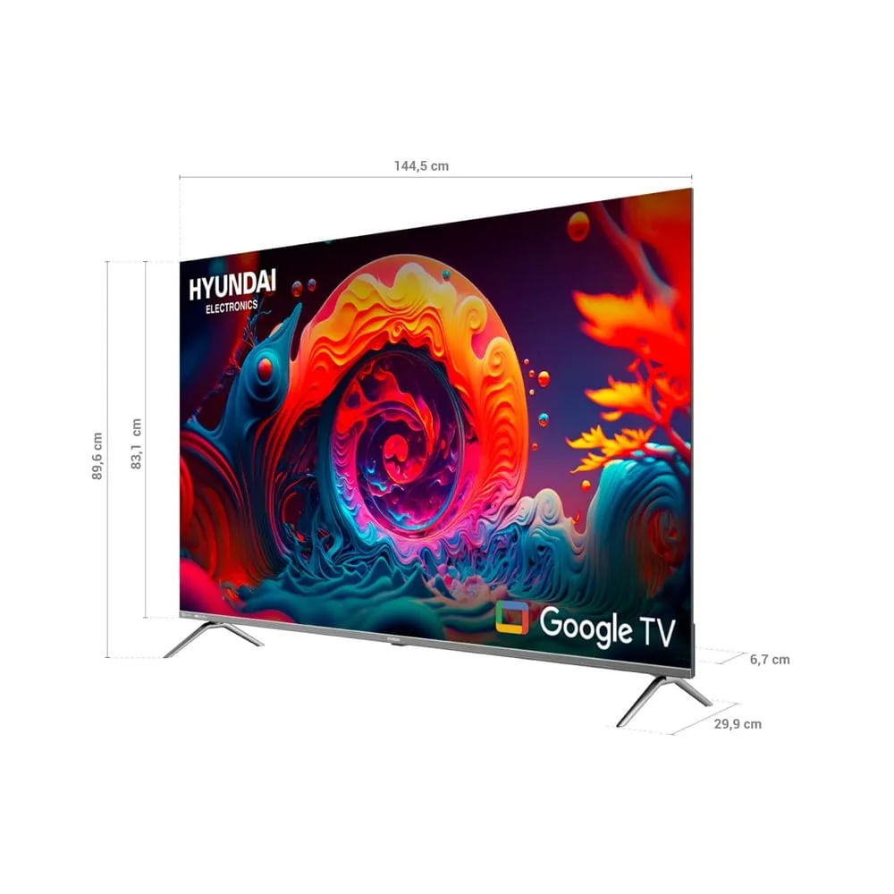Imagen 2 del producto Smart TV Hyundai HYLED6513QG 65"" QLED UHD 4K con Android TV, control por voz, bluetooth