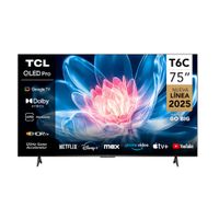 Smart TV TCL 75T6C 75"" QLED UHD 4K, Android TV, control por voz, Wi-Fi, bluetooth