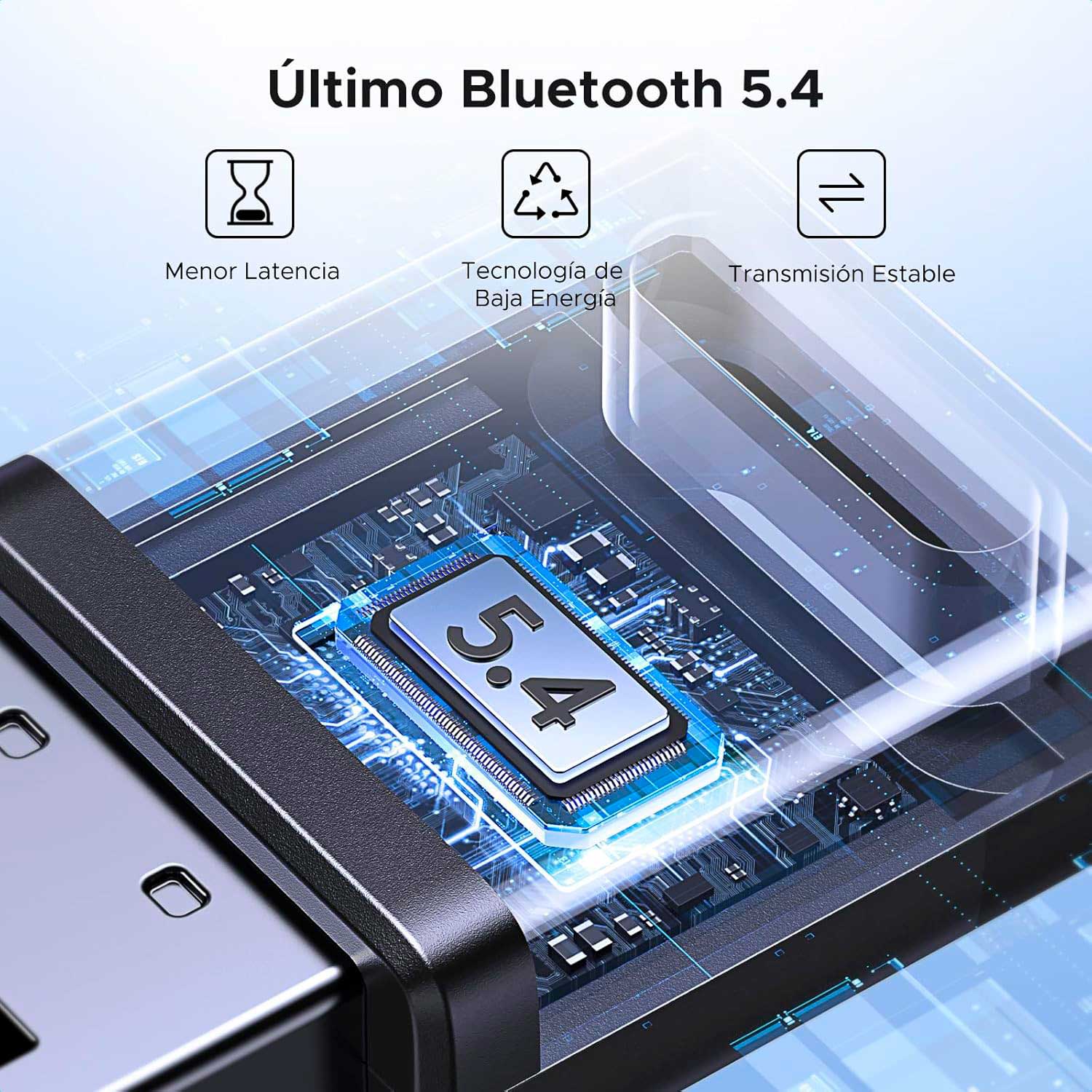 Imagen 2 del producto Adaptador bluetooth Ugreen CM748, USB-A, versión 5.4, 5 dispositivos