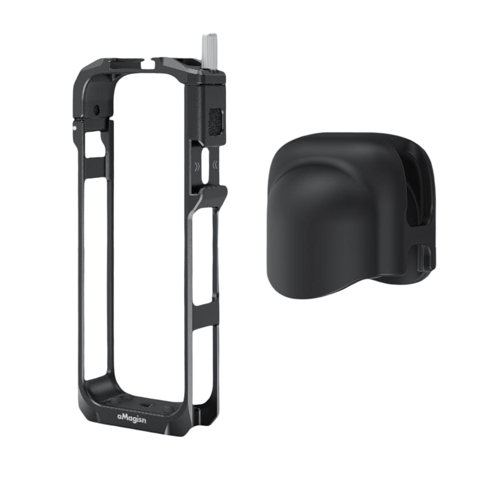 Imagen 2 del producto Carcasa de aluminio + protector de lentes de silicona para insta360 x5, negro