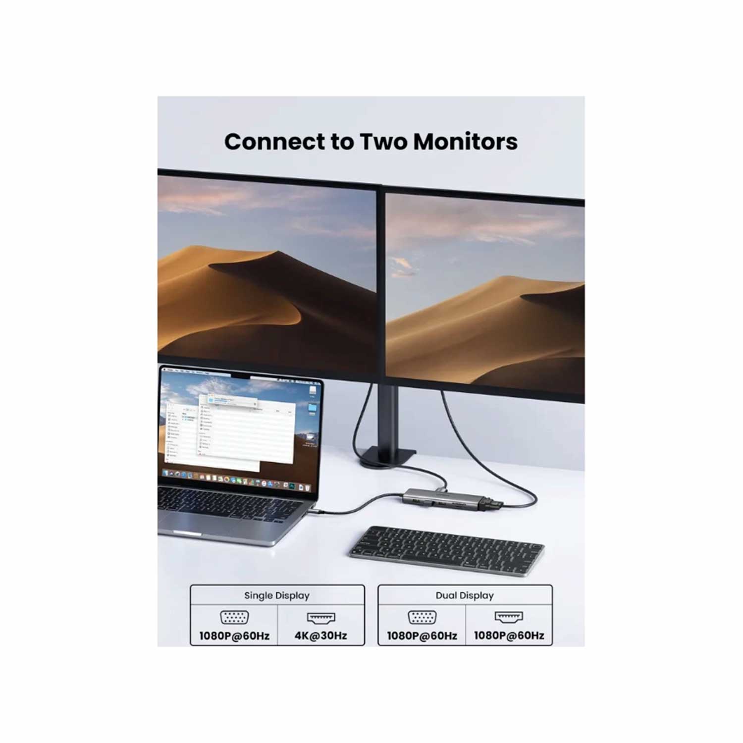 Imagen 2 del producto Hub Ugreen USB-C 11 puertos HDMI, VGA, USB-A, SD, RJ45, Jack 3.5 mm y USB-C PD