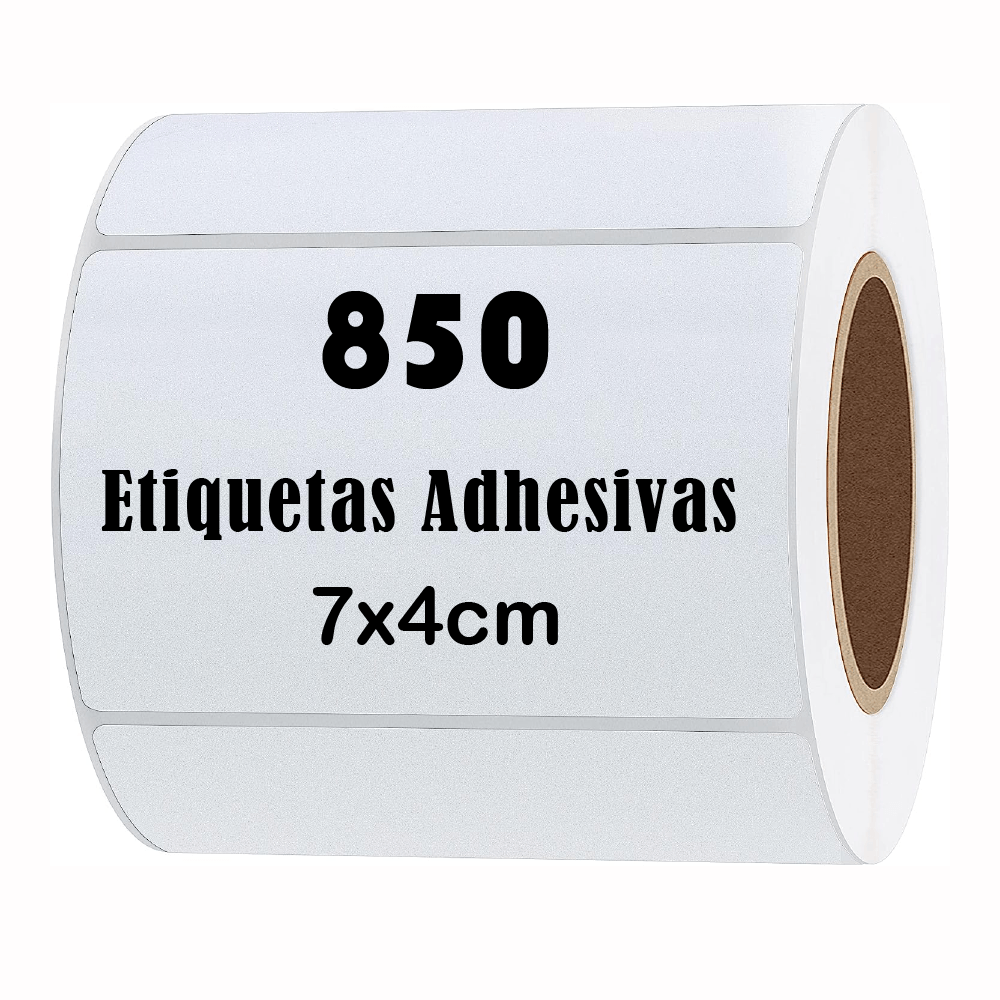 Imagen 1 del producto Rollo 850 etiquetas térmica adhesiva 7x4cm, blanco