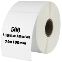 Rollo 500 etiquetas térmica adhesiva 7.6x10cm, blanco