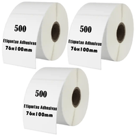 Rollos etiquetas térmicas adhesivas 7.6x10cm, pack de 3 rollos, blanco