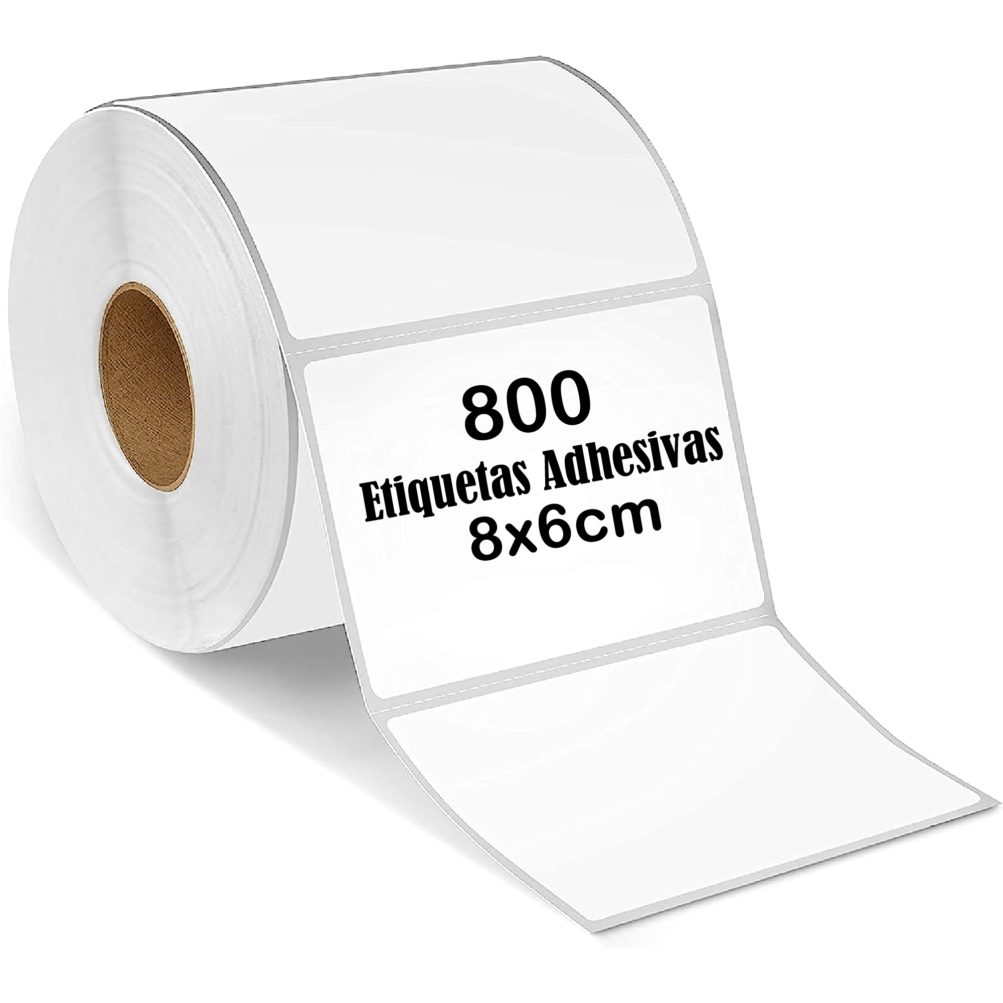 Rollo 800 etiquetas térmicas adhesivas 8x6cm, blanco