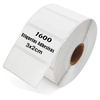 Rollo 1600 etiquetas térmica Adhesiva 3x2cm, blanco