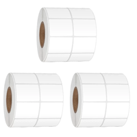 Rollos etiquetas térmicas adhesiva 4x3cm, 2 columnas, pack de 3 rollos, blanco
