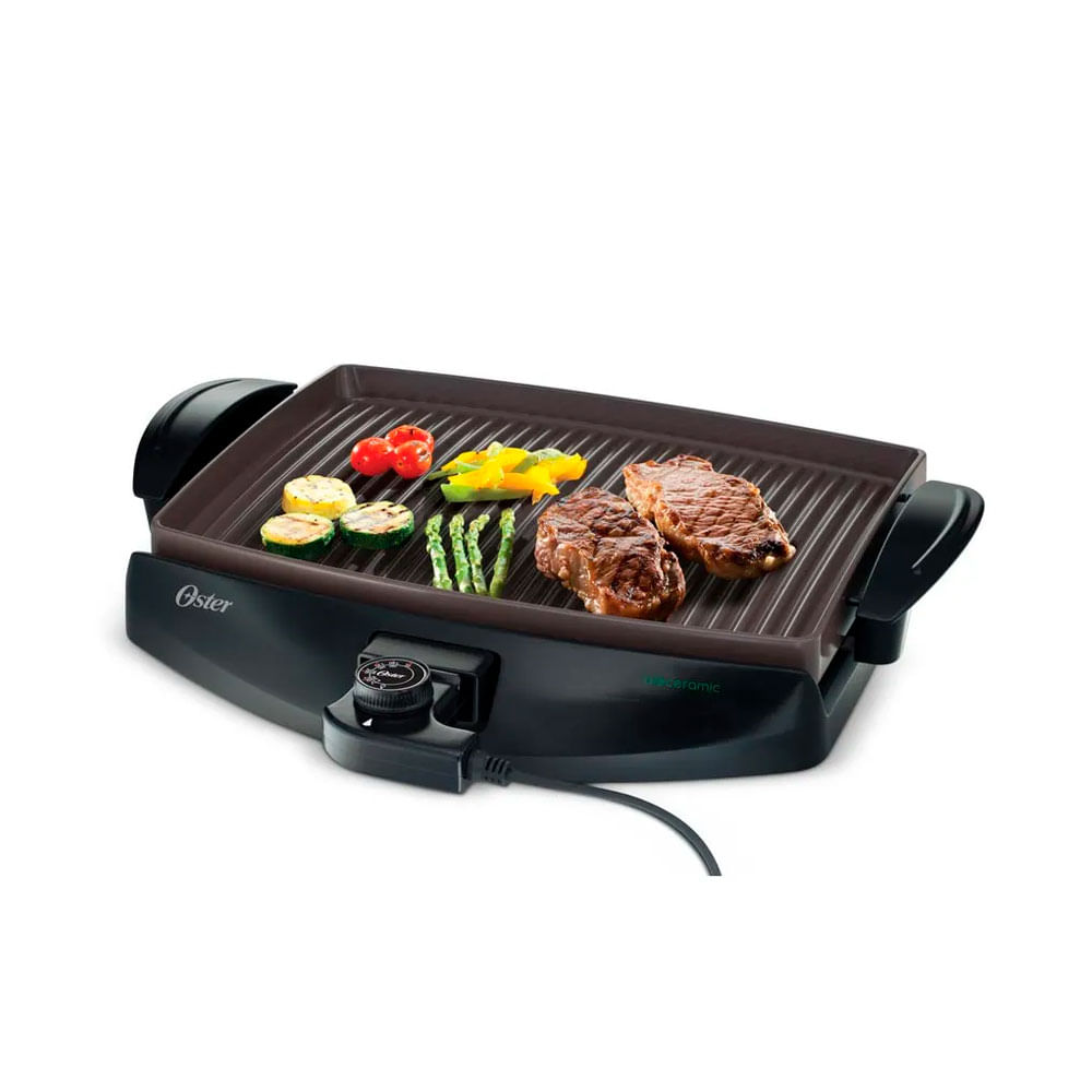 Parrilla eléctrica Oster Bioceramic 1150W, superficie antiadherente, asas frías al tacto