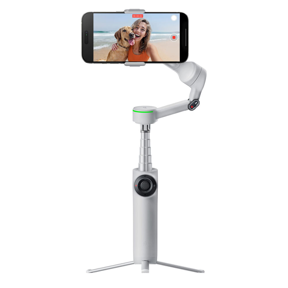 Imagen 2 del producto Estabilizador de celular Insta360 Flow 2 Pro trípode y selfie stick, 3 ejes, rotación 360°, IA avanzada, batería 10h, carga móvil, plegable, gris
