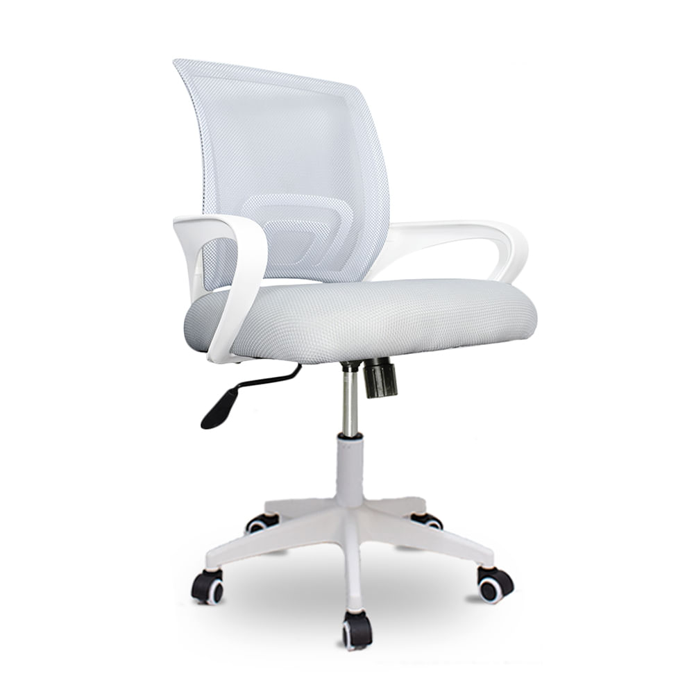 Silla de oficina Inius Jane gris, ergonómica, respaldo curvo, altura ajustable, base nylon, sistema basculante