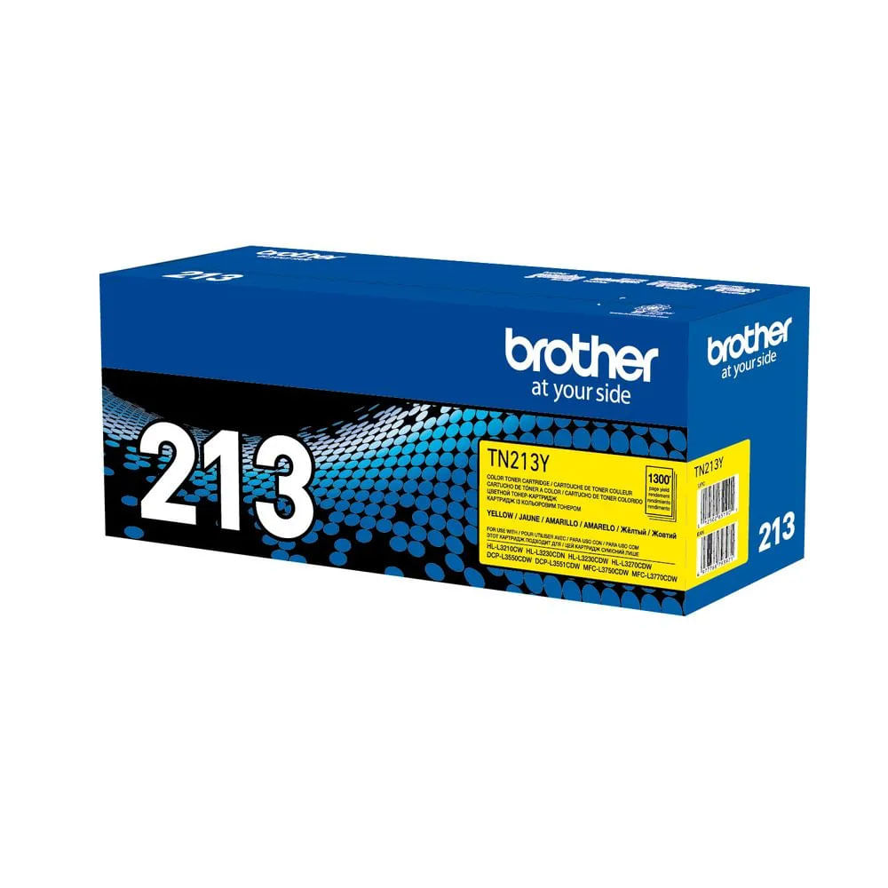 Tóner Brother TN-213Y, 1300 páginas, compatibilidad HL-L3210CW, HL-L3230CDW, DCP-L3550CDW, amarillo