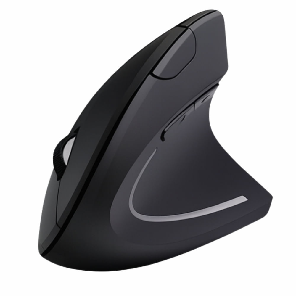 Mouse inalámbrico vertical, recargable, 3600 DPI, botones laterales, negro