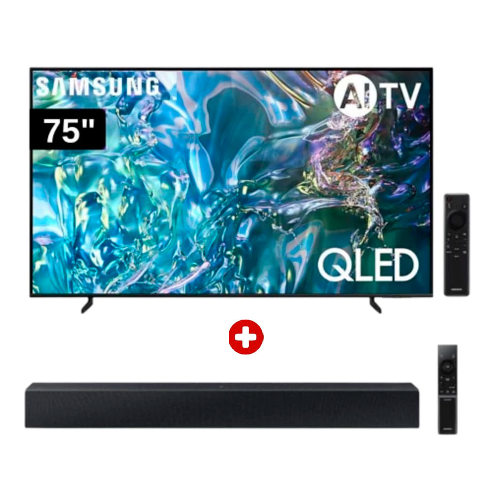 Combo: Televisor Samsung QLED 75" QN75Q60D Smart TV Tizen UHD 4K + barra de sonido Samsung HW-C450 negro
