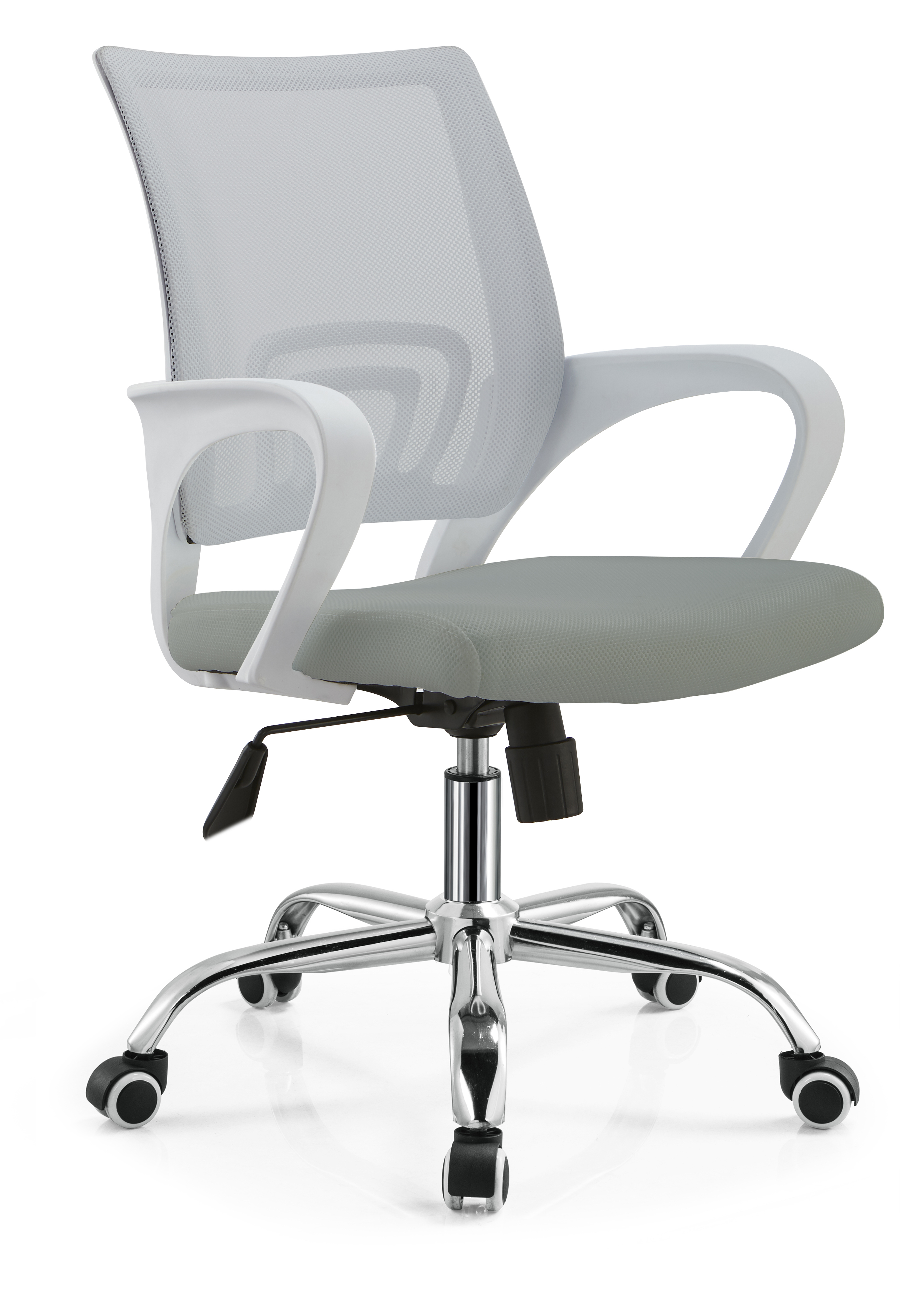 Silla ejecutiva Venso RTA-804, respaldo malla, asiento acolchado, base cromada, mecanismo basculante, gris
