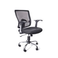 Silla ejecutiva Venso RTA-420L, respaldo malla, soporte lumbar regulable, brazos fijos, base cromada, negro
