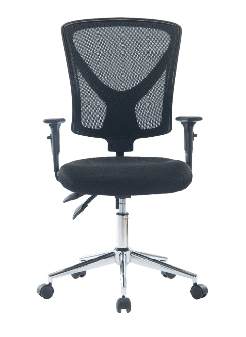 Imagen 2 del producto Silla ejecutiva Venso RTA-6020, respaldo malla regulable, brazos ajustables, base cromada, mecanismo LAP, negro
