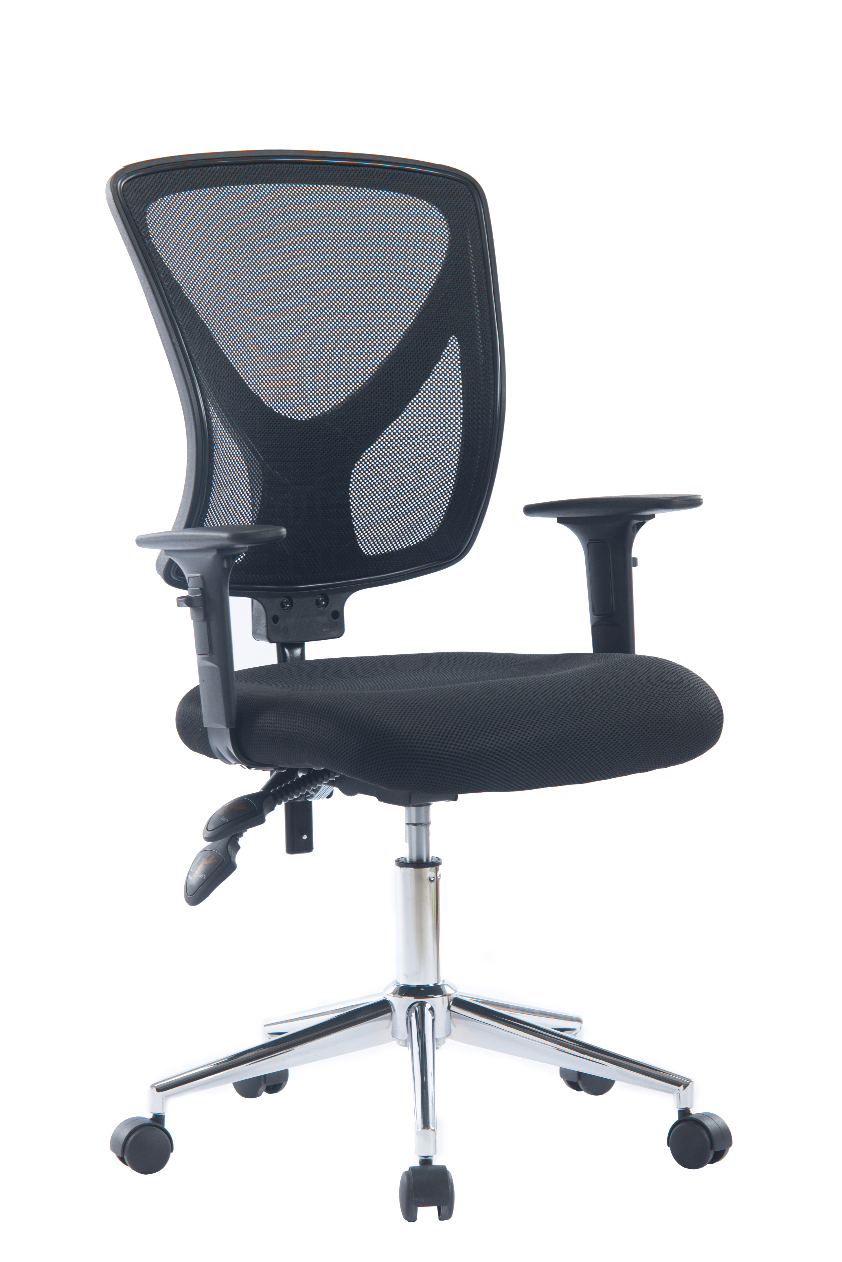 Silla ejecutiva Venso RTA-6020, respaldo malla regulable, brazos ajustables, base cromada, mecanismo LAP, negro