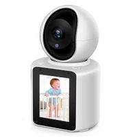 Monitor de bebé, adulto mayor y mascota con pantalla integrada, auto seguimiento, giro panorámico e inclinación, blanco