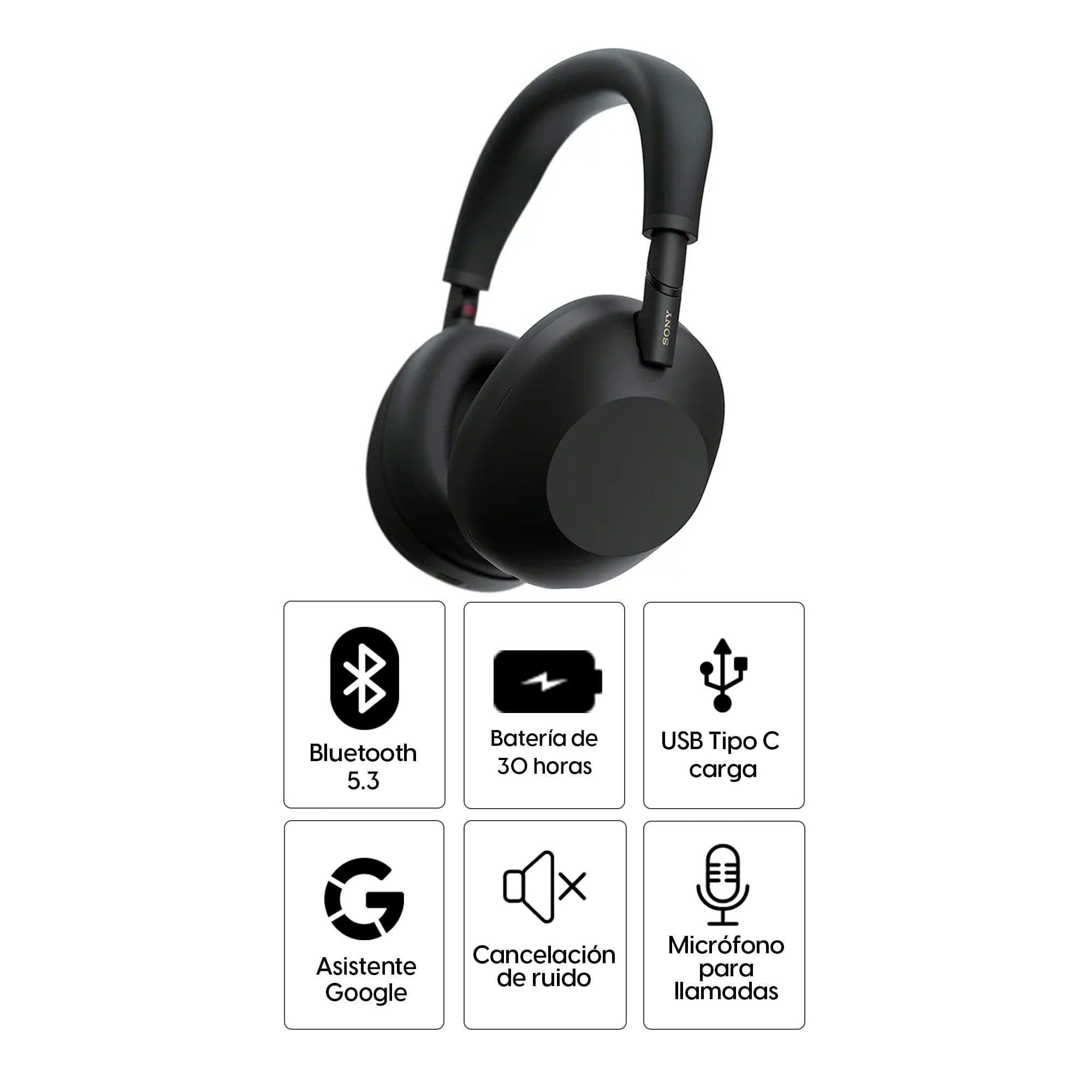 Imagen 2 del producto Audífonos con cancelación de ruido Sony WH-1000XM6 almohadillas acolchadas, máx. 30 horas, carga rápida, controles táctiles, negro