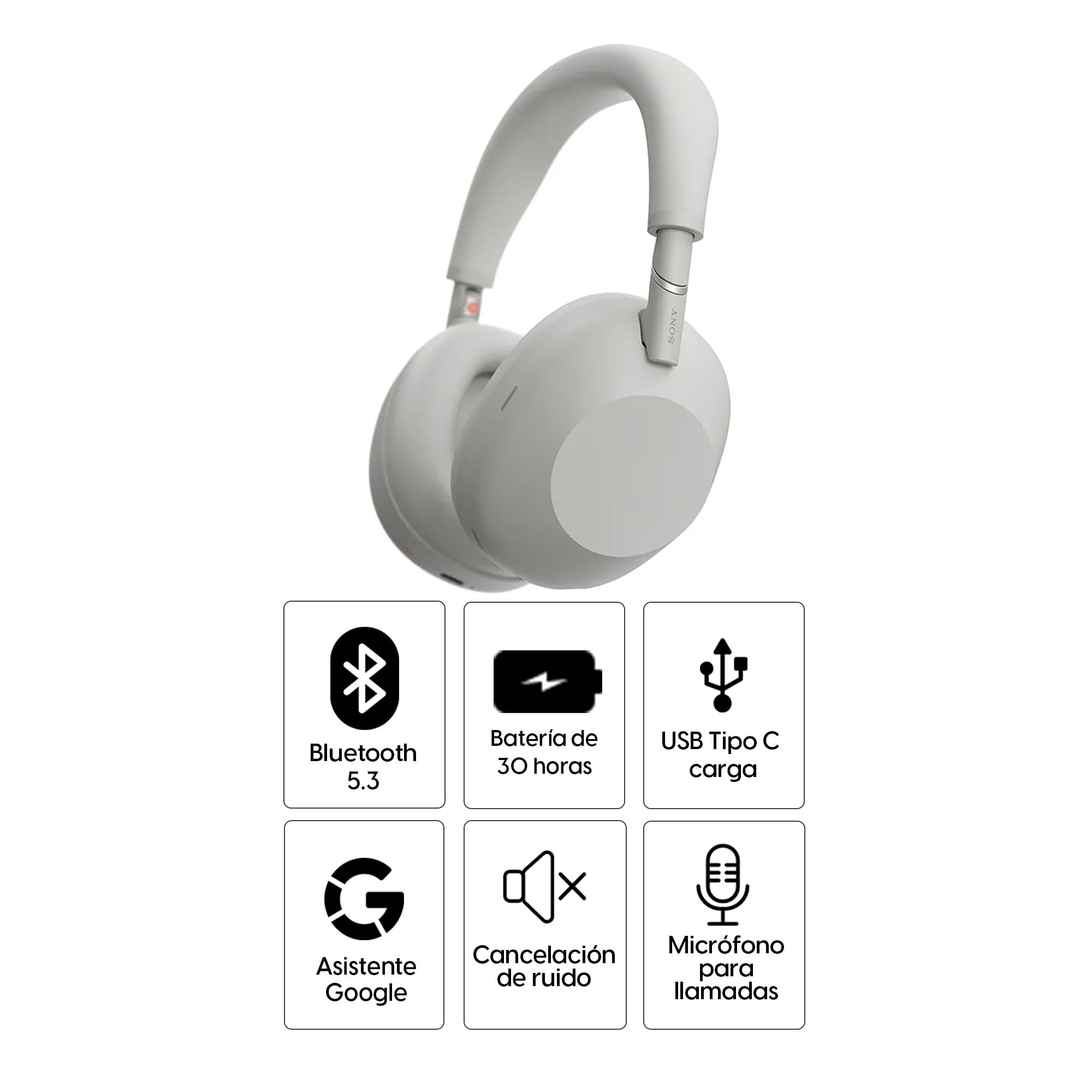 Imagen 2 del producto Audífonos con cancelación de ruido Sony WH-1000XM6 micrófono incorporado, máx. 30 horas, carga rápida, controles táctiles, gris