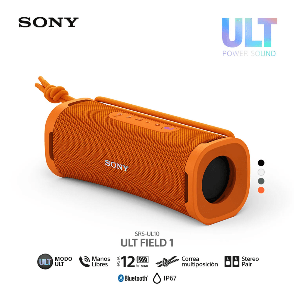 Imagen 2 del producto Parlante Sony bluetooth SRS-ULT10, portátil, ULT FIELD 1, hasta 12 horas de reproducción, naranja