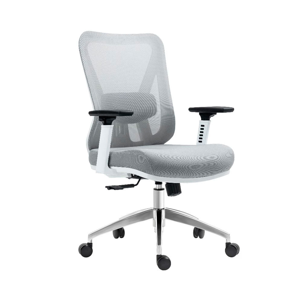 Silla ergonómica Venso RTA-C4227LW, malla 3D, soporte lumbar ajustable, base aluminio, blanco