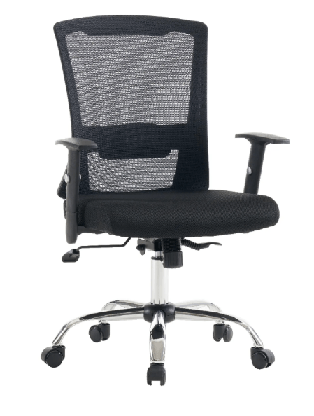 Silla ergonómica Venso RTA-C4570SC, malla ventilada, soporte lumbar ajustable, base cromada, negro