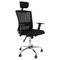 Silla ergonómica presidencial Venso RTA-C4570, soporte lumbar, cabecera ajustable, brazos regulables, negro