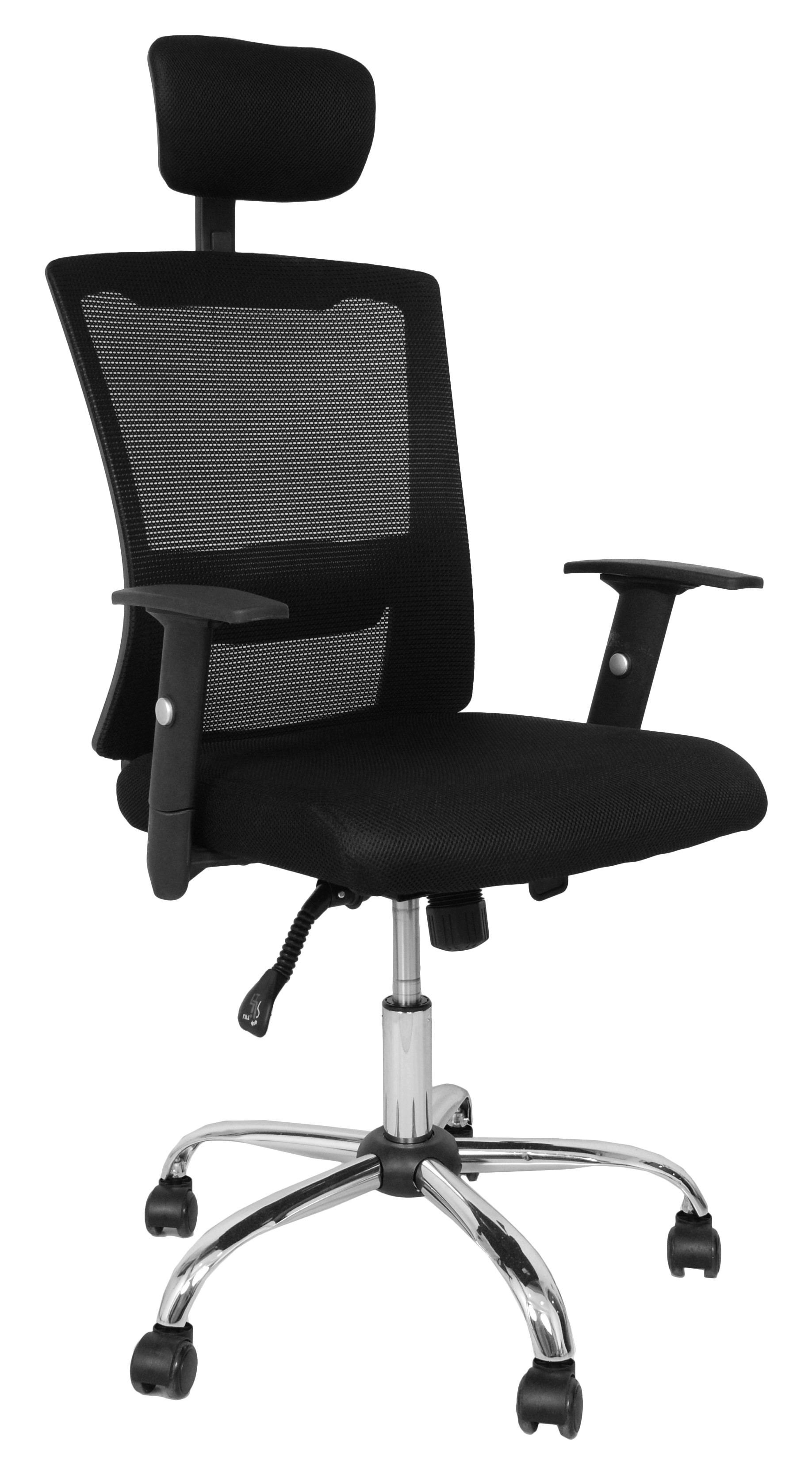Silla ergonómica presidencial Venso RTA-C4570, soporte lumbar, cabecera ajustable, brazos regulables, negro