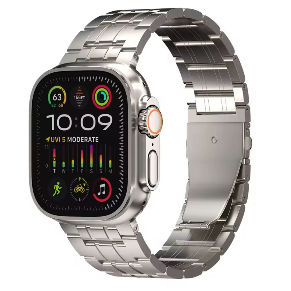 Correa titanio Urvoi Keepwin mate para Apple Watch Ultra/Ultra 2 49mm, cierre desplegable doble botón