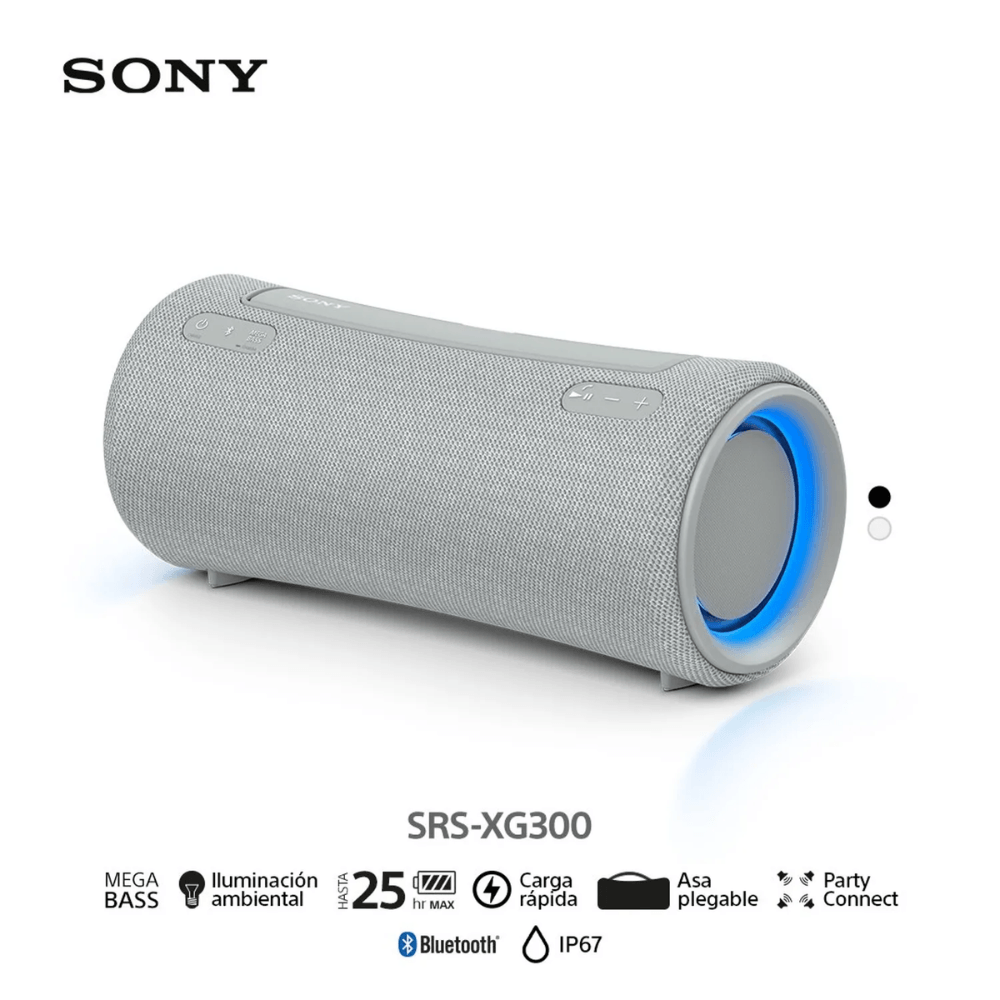 Imagen 2 del producto Parlante Sony Mega Bass SRS-XG300, bluetooth, portátil, waterproof, hasta 25 horas de reproducción, gris