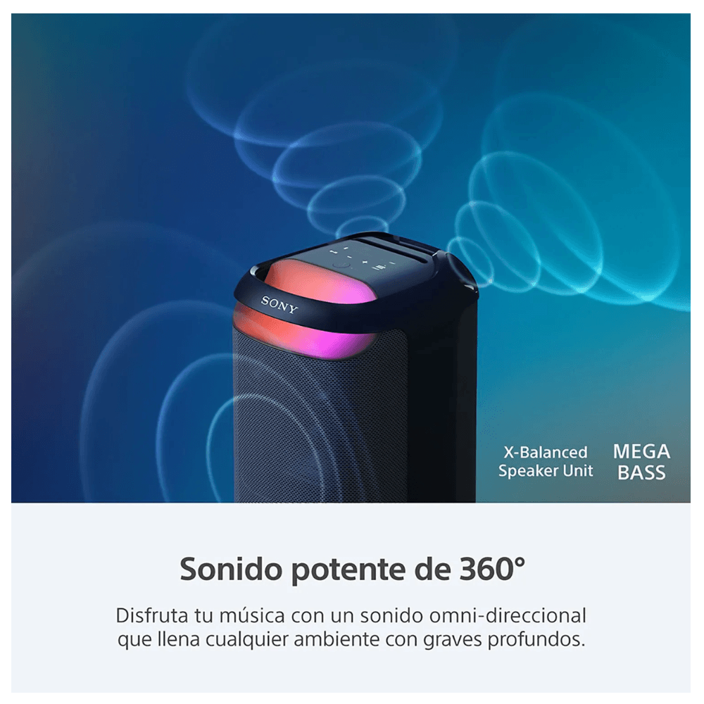 Imagen 2 del producto Parlante de torre bluetooth Sony SRS-XV800 para fiestas, mega bass, hasta 25 horas de reproducción, negro