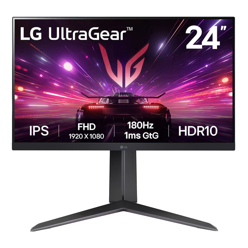 Monitor gamer plano LG UltraGear 24GS65F-B 24” Panel IPS, FHD (1920x1080), 180Hz, 1ms, entradas HDMI/DisplayPort