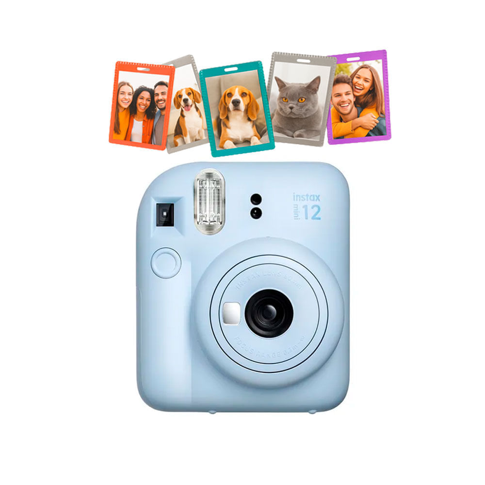 Imagen 2 del producto Cámara Fujifilm Instax Mini 12 azul + 5 portafotos + marco, modo primer plano, flash automático, compatible Instax UP